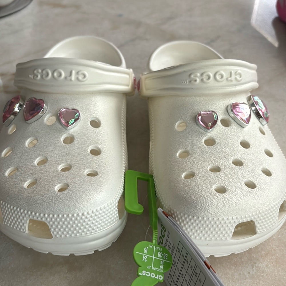8 White Crocs